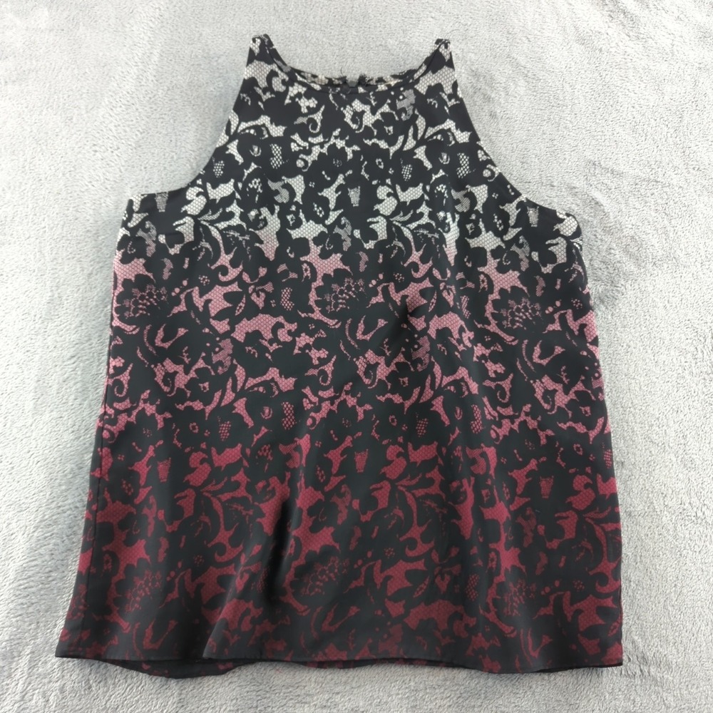 Sleeveless Blouse Womens Medium Lace Overlay Floral Elegant Top - Picture 4 of 8